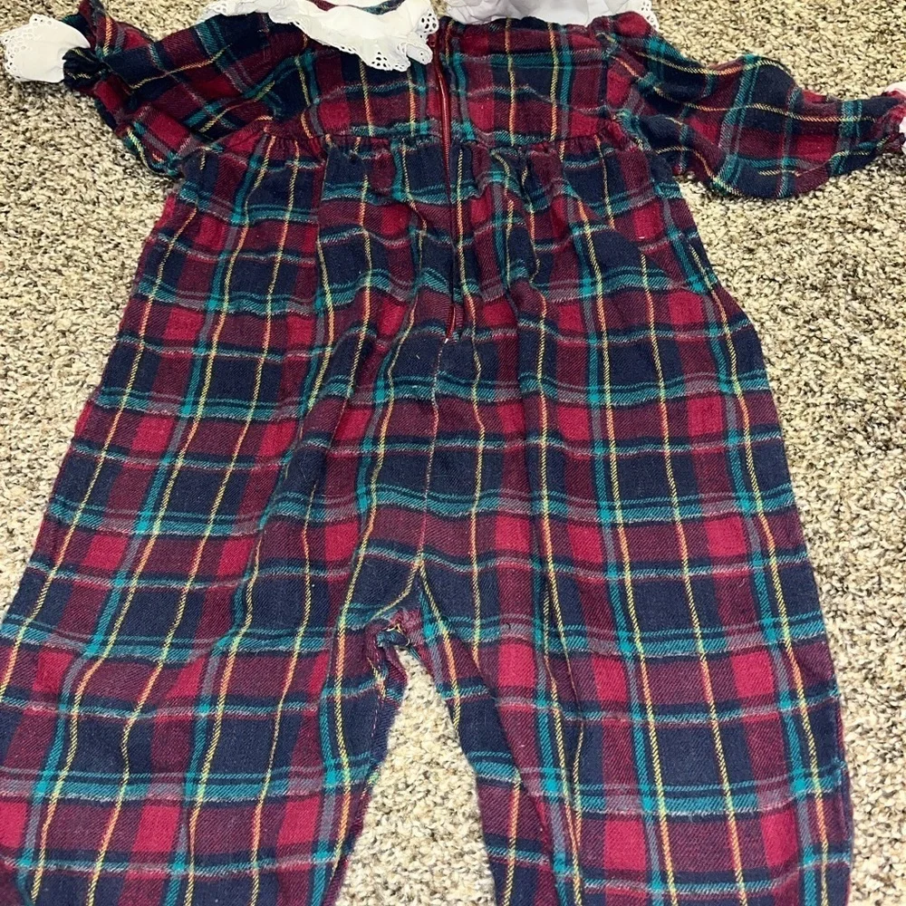 Small Steps for Infants Vintage Christmas romper plaid size 12 months